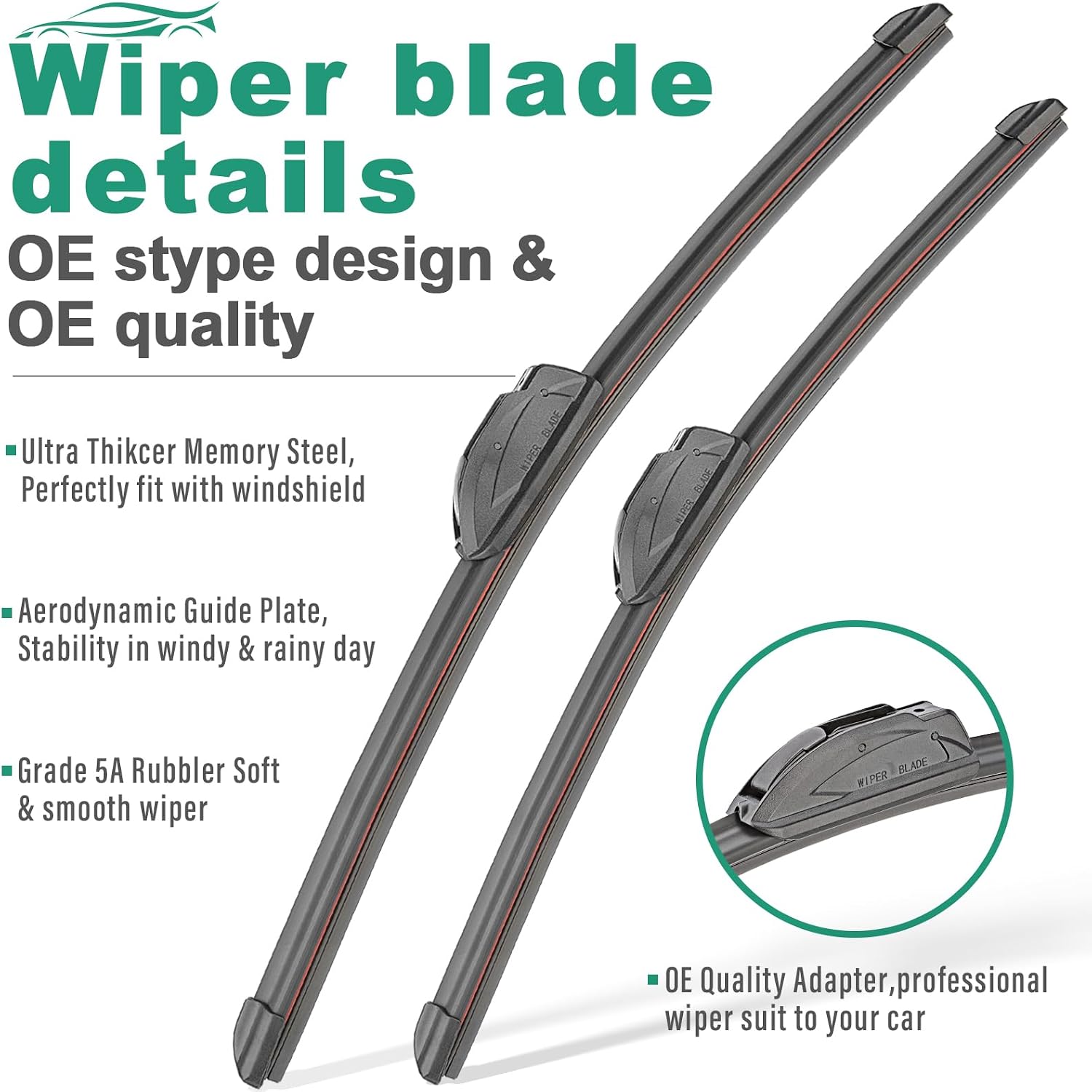 26 16 10 Windshield Wiper Blades Replacement for Toyota RAV4 2013 2014 2015 2016 2017 2018 Premium All Weather Front Rear Wipers Set - OEM Quality (Pack of 3)
